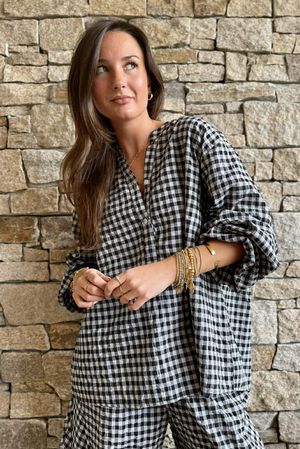 Nonni Gingham Nero Blouse Black